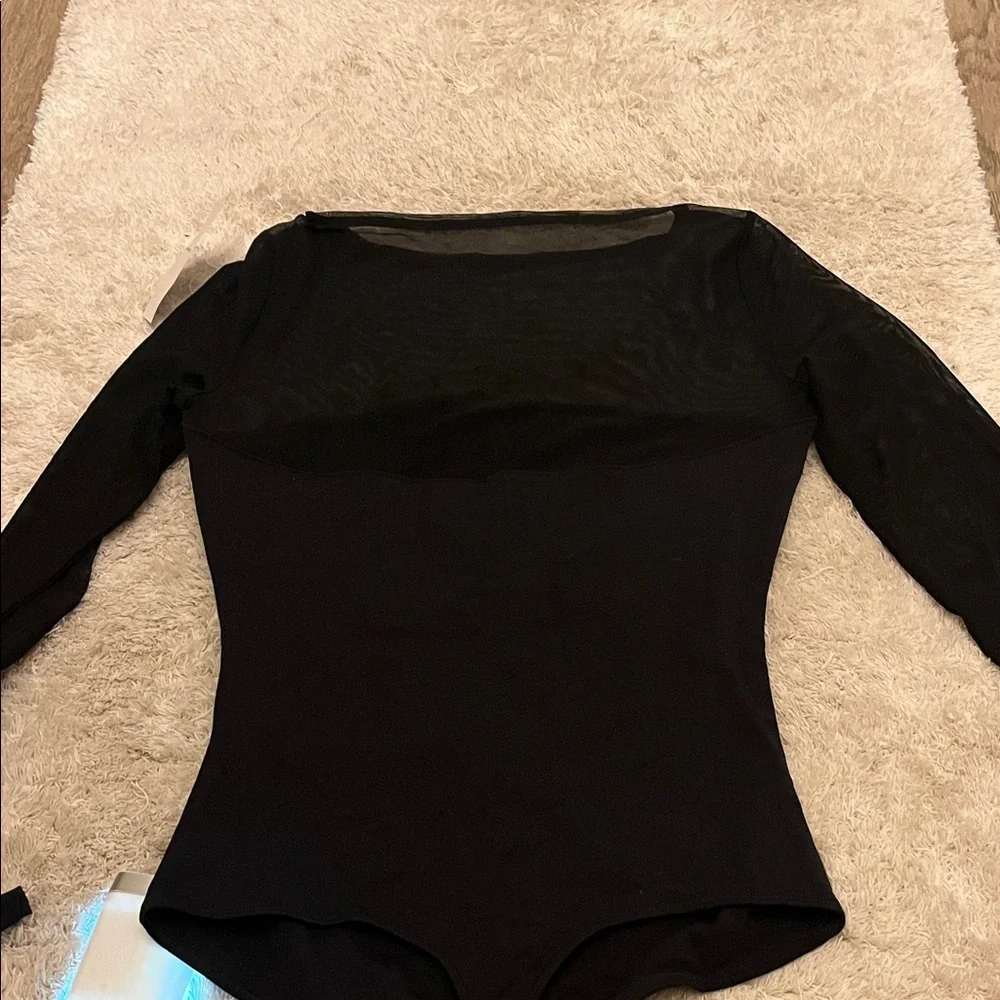 NWT A&F sheer arms and neck Black Long Sleeve Bodysuit. XS - Picture 8 of 9